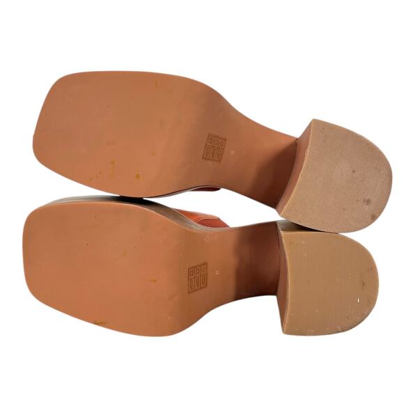 Jeffrey Campbell Anthropologie Concert Heels Honey Orange Leather Mule Size 8 - Picture 9 of 10